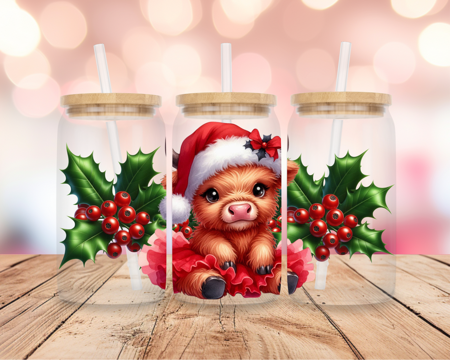 Christmas Highland Cow 5 16oz DIGITAL DOWNLOAD