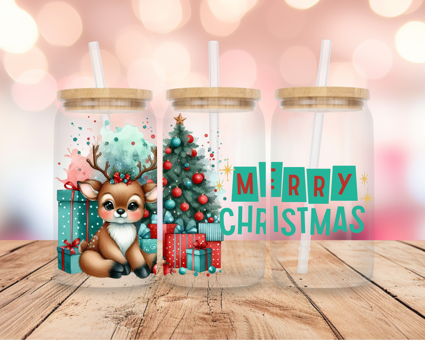 Christmas Deer- Green 16oz DIGITAL DOWNLOAD