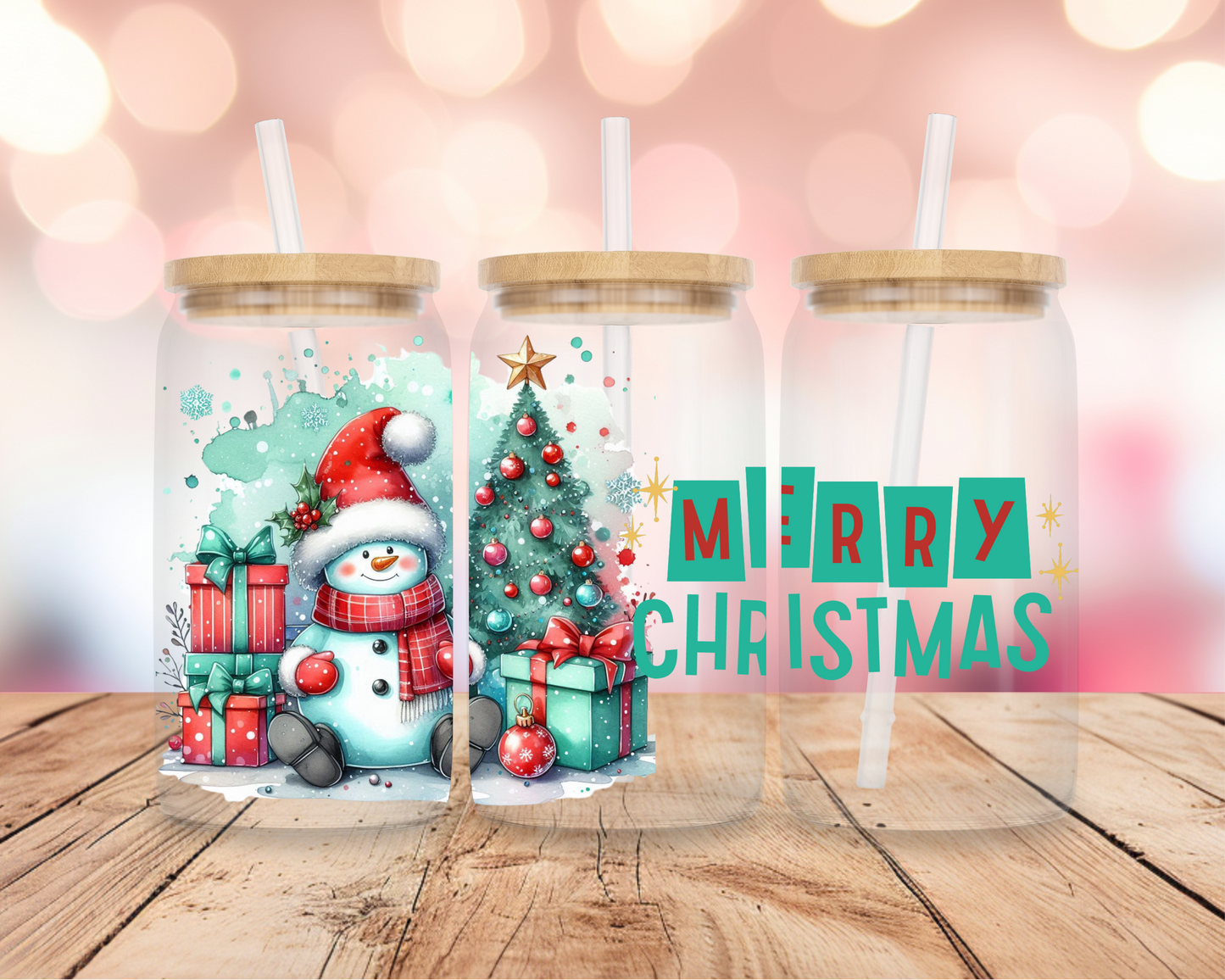 Christmas Snowman- Green 16oz DIGITAL DOWNLOAD