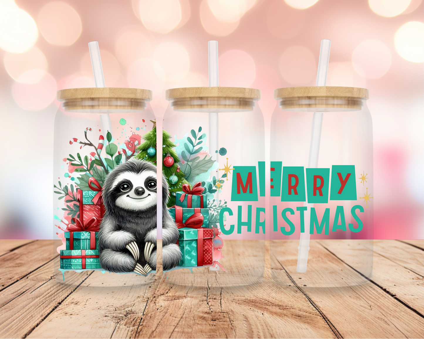 Christmas Sloth- Green 16oz DIGITAL DOWNLOAD