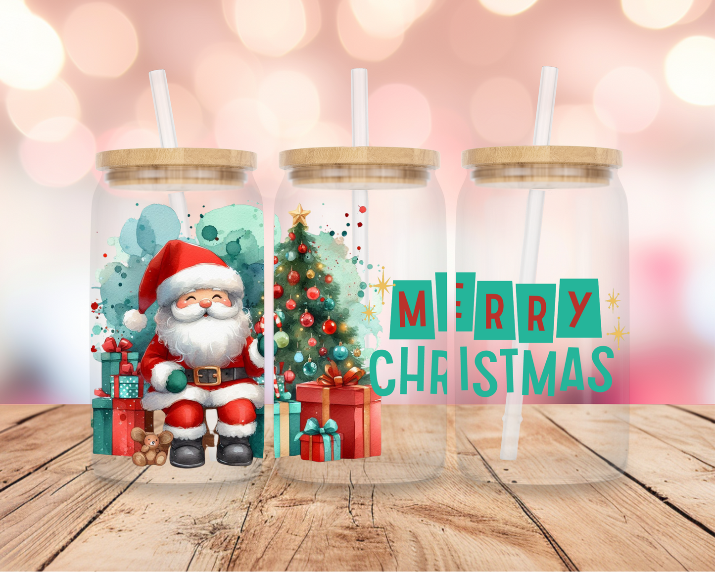 Christmas Santa- Green 16oz DIGITAL DOWNLOAD