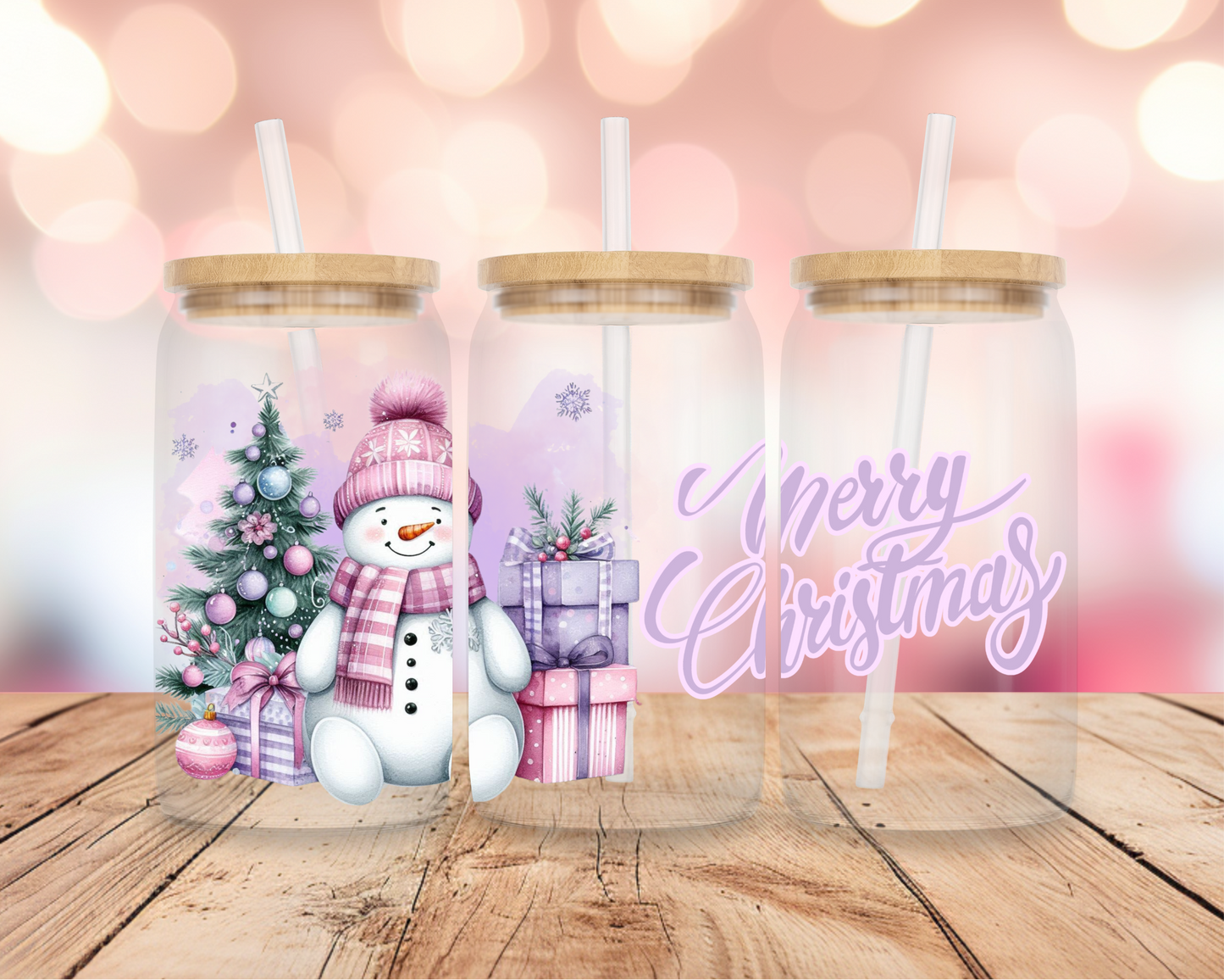 Christmas Snowman- Pink 16oz DIGITAL DOWNLOAD