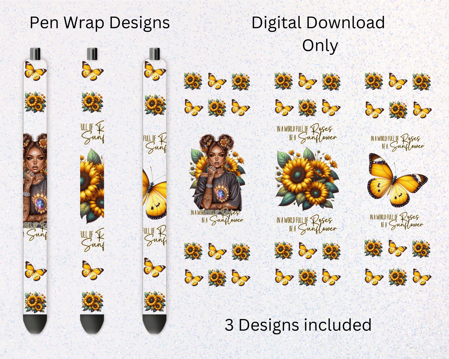 Sunflower Girl Pen DIGITAL DOWNLOAD
