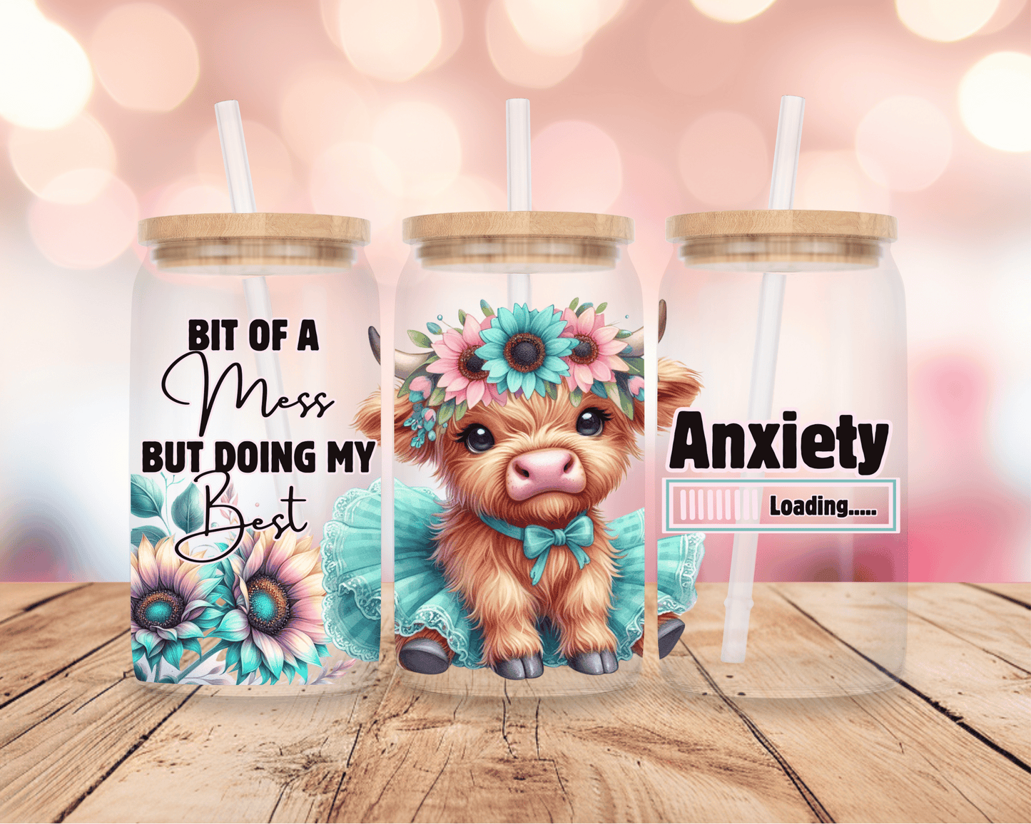 Bit Of A Mess- Highland Cow 16oz DIGITAL DOWNLOAD