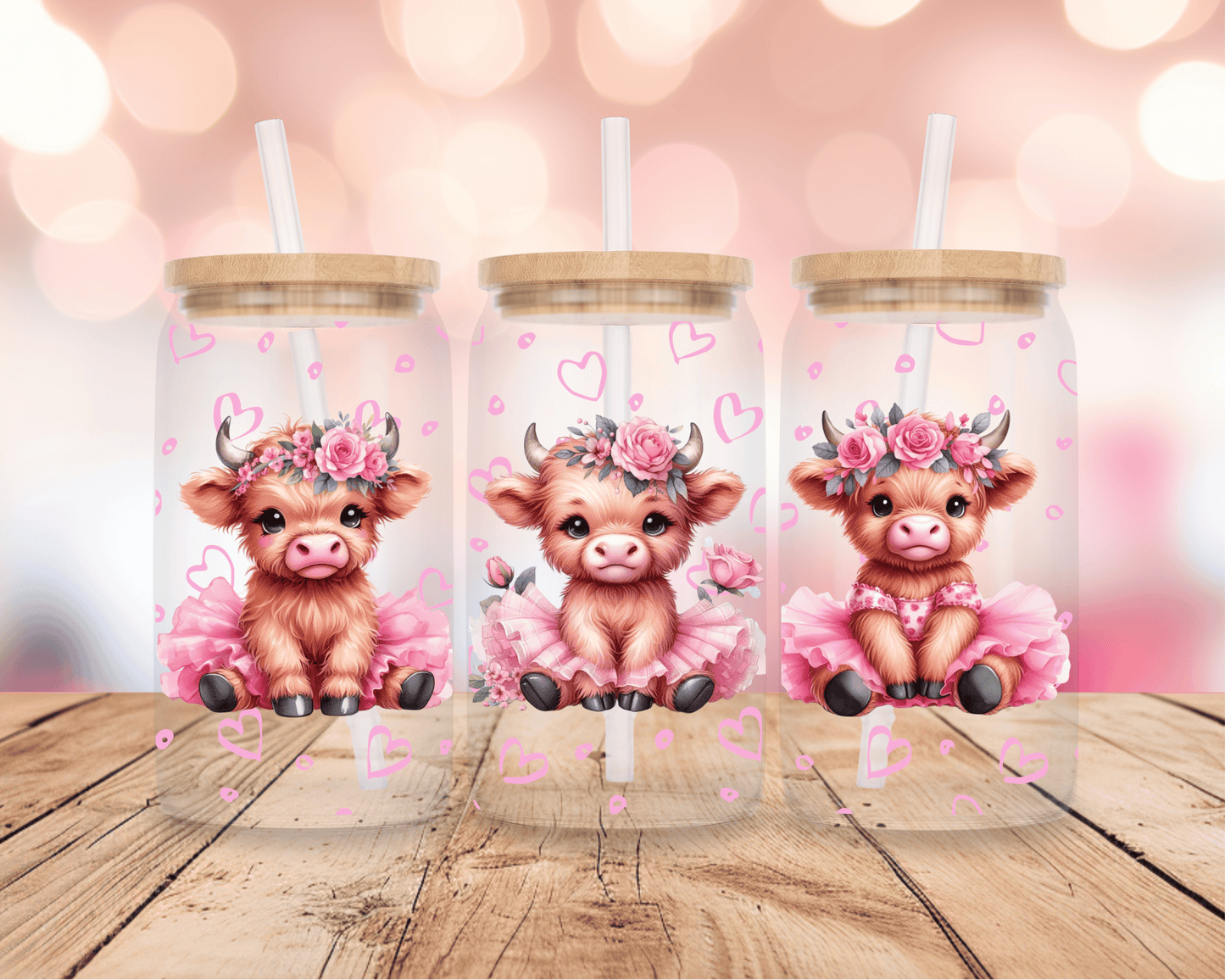 Pink Highland Cows 16oz DIGITAL DOWNLOAD