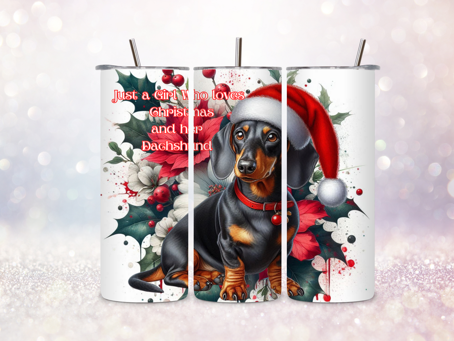Christmas Dachshund 20oz Skinny Straight Tumbler DIGITAL DOWNLOAD