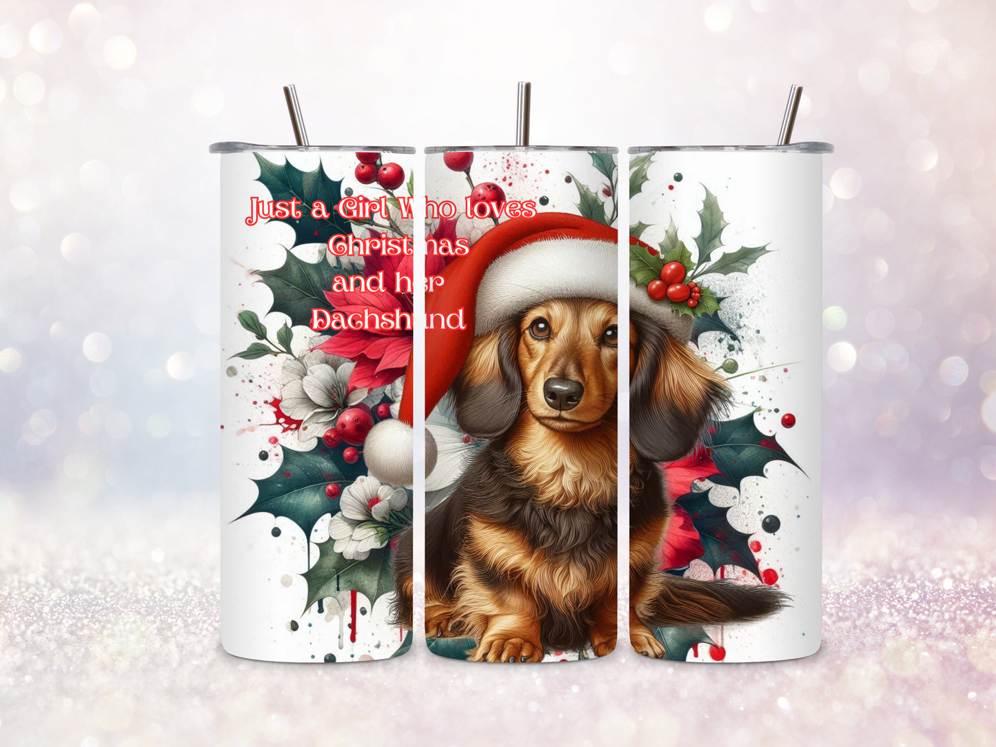 Christmas Dachshund 2 20oz Skinny Straight Tumbler DIGITAL DOWNLOAD