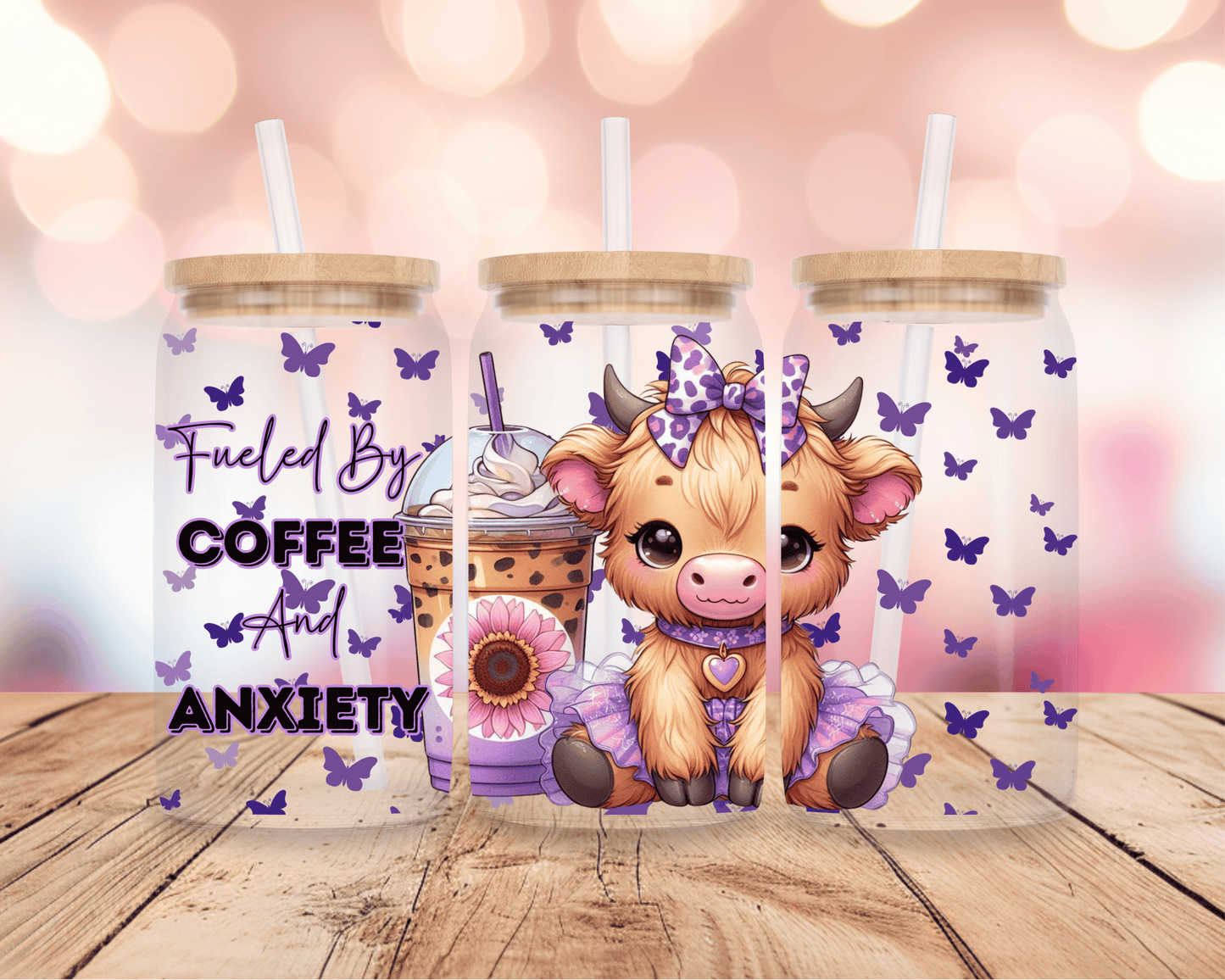 Coffee & Anxiety Highland Cow 16oz DIGITAL DOWNLOAD