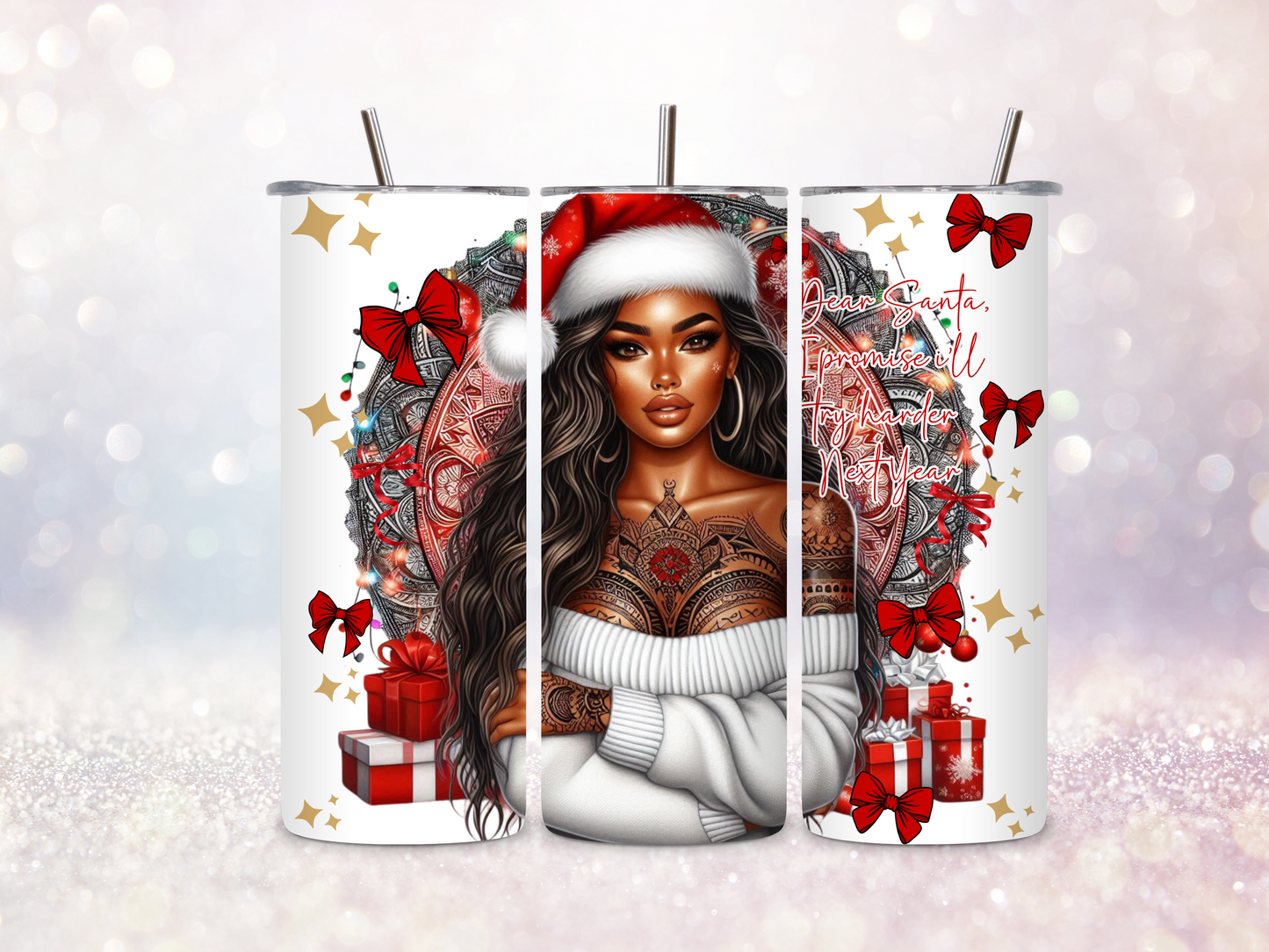 Christmas Girly 20oz Skinny Straight Tumbler DIGITAL DOWNLOAD
