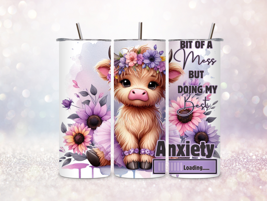 Highland Cow Anxiety 2 20oz Skinny Straight Tumbler DIGITAL DOWNLOAD