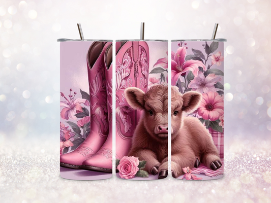 Pink Country Highland Skinny Straight Tumbler DIGITAL DOWNLOAD