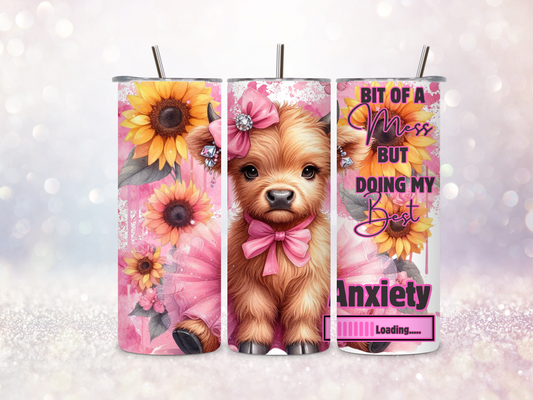 Highland Cow Anxiety 3 20oz Skinny Straight Tumbler DIGITAL DOWNLOAD