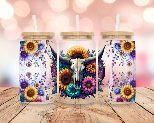 Bull Head Floral 16oz DIGITAL DOWNLOAD