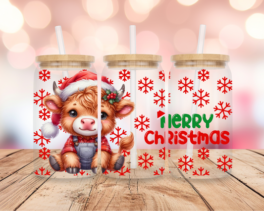 Christmas Highland Cow 2 16oz DIGITAL DOWNLOAD