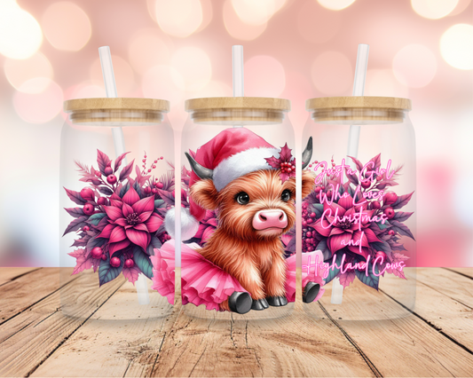 Christmas Highland Cow 4 16oz DIGITAL DOWNLOAD