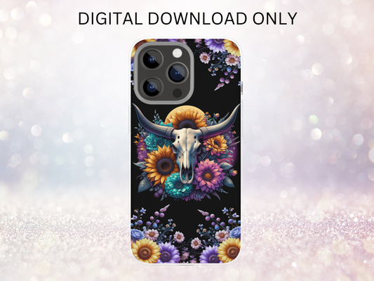 Bull Head Floral Phone Case DIGITAL DESIGN