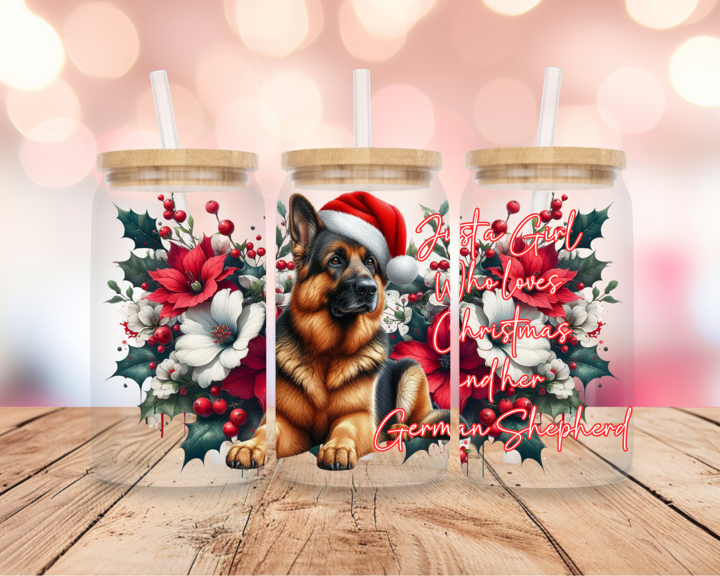 Christmas German Shepherd 16oz DIGITAL DOWNLOAD