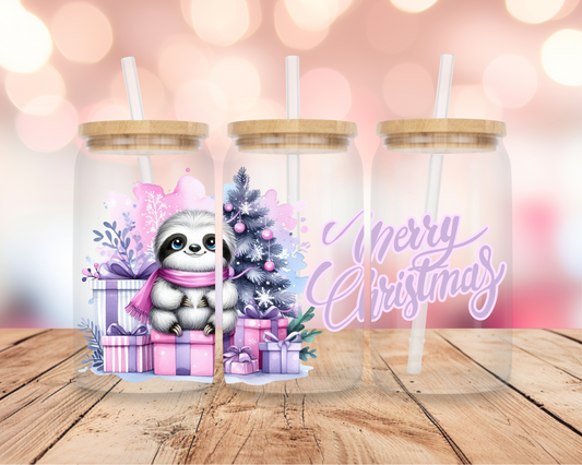 Christmas Sloth- Pink 2 16oz DIGITAL DOWNLOAD