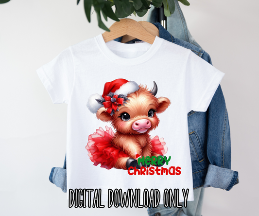 Christmas Highland Cow Tee/Hoodie DIGITAL DOWNLOAD