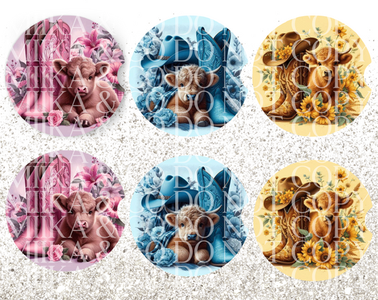 Car Coaster Highland Cow bundle DIGITAL DESIGN