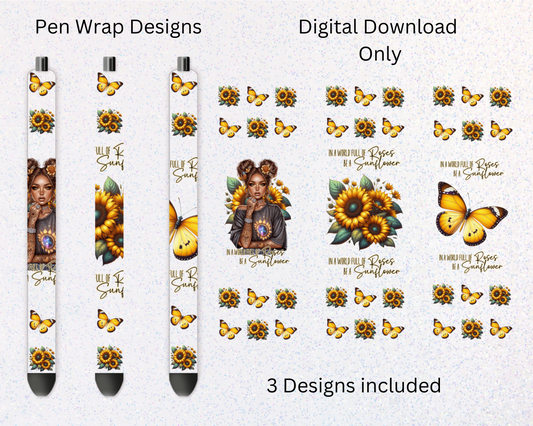 Sunflower Girl Pen DIGITAL DOWNLOAD
