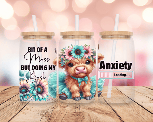 Bit Of A Mess- Highland Cow 16oz DIGITAL DOWNLOAD
