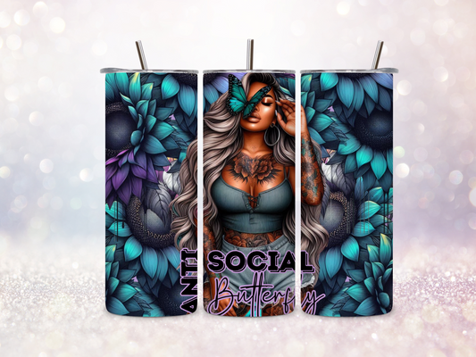 Anti Social Butterfly 20oz Skinny Straight Tumbler DIGITAL DOWNLOAD