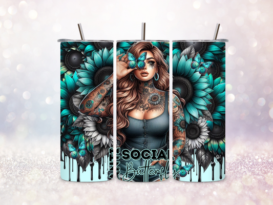 Anti Social Butterfly 2 20oz Skinny Straight Tumbler DIGITAL DOWNLOAD