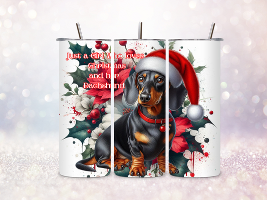 Christmas Dachshund 20oz Skinny Straight Tumbler DIGITAL DOWNLOAD