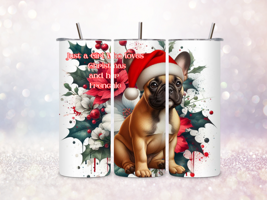 Christmas Frenchie 20oz Skinny Straight Tumbler DIGITAL DOWNLOAD