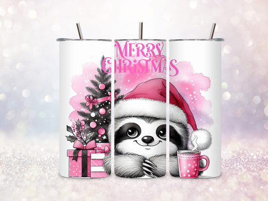 Christmas Sloth Pink 20oz Skinny Straight Tumbler DIGITAL DOWNLOAD