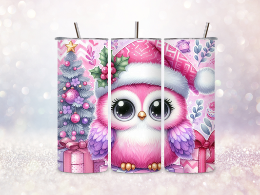 Christmas Owl Pink 20oz Skinny Straight Tumbler DIGITAL DOWNLOAD