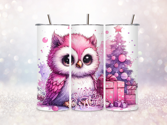 Christmas Owl Pink 2 20oz Skinny Straight Tumbler DIGITAL DOWNLOAD