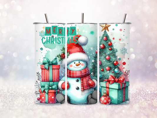 Christmas Snowman Green 20oz Skinny Straight Tumbler DIGITAL DOWNLOAD