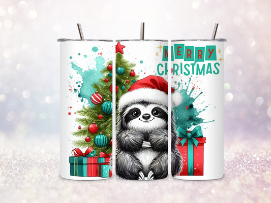 Christmas Sloth Green 20oz Skinny Straight Tumbler DIGITAL DOWNLOAD
