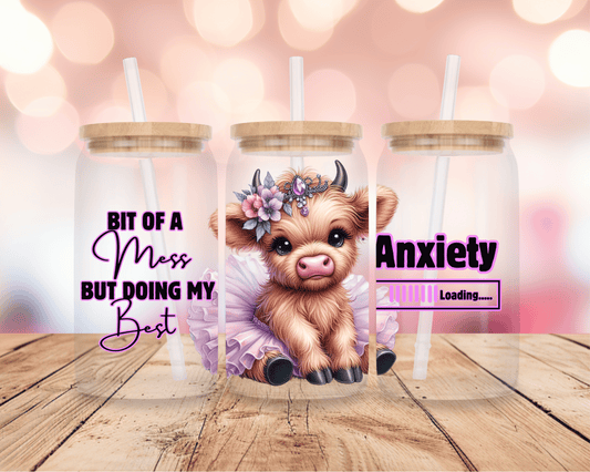 Bit Of A Mess- Purple Highland Cow 16oz DIGITAL DOWNLOAD
