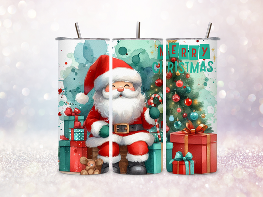 Christmas Santa Green 20oz Skinny Straight Tumbler DIGITAL DOWNLOAD