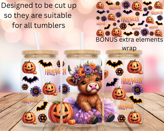 Halloween Highland Cow 16oz DIGITAL DOWNLOAD