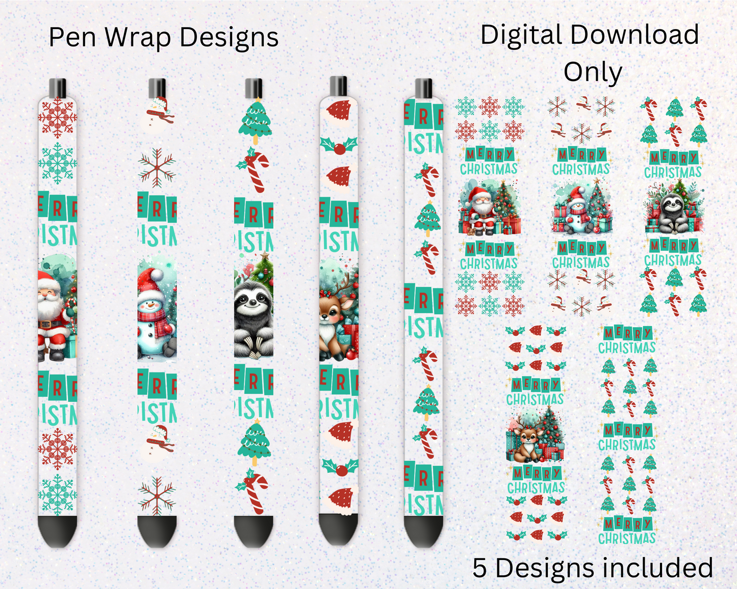 Green Christmas Pen DIGITAL DOWNLOAD
