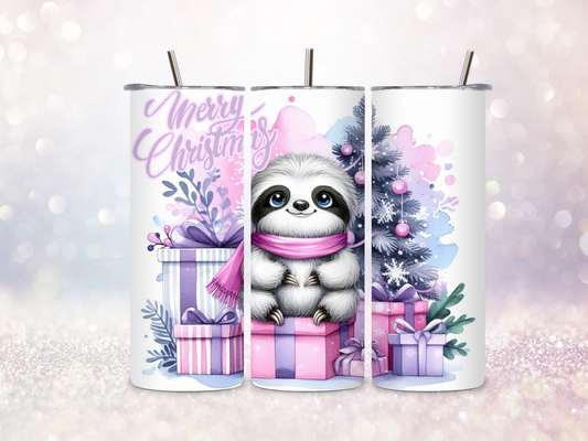 Christmas Sloth 1 Pink 20oz Skinny Straight Tumbler DIGITAL DOWNLOAD