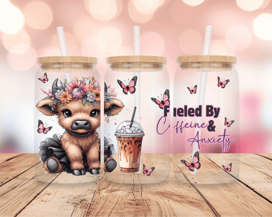 Caffeine & Anxiety Highland Cow 16oz DIGITAL DOWNLOAD