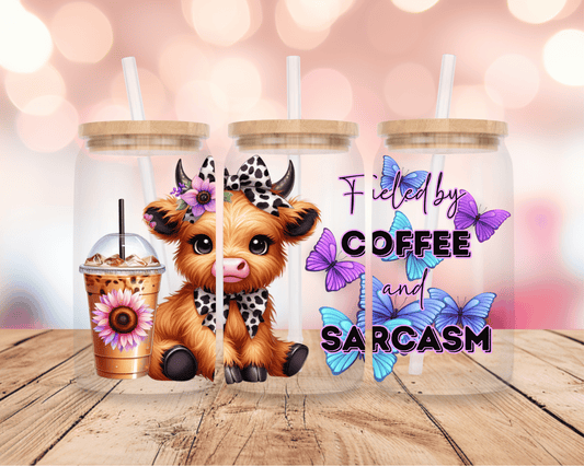 Coffee & Sarcasm Highland Cow 16oz DIGITAL DOWNLOAD