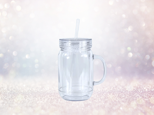20oz Acrylic Mason Jar Snow Globe- Pre drilled hole