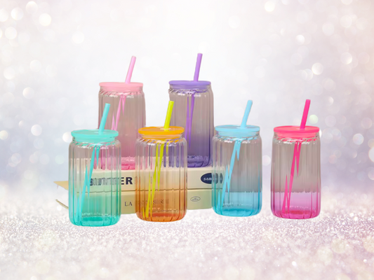 16oz Glass Snowglobe Tumbler- Ombre