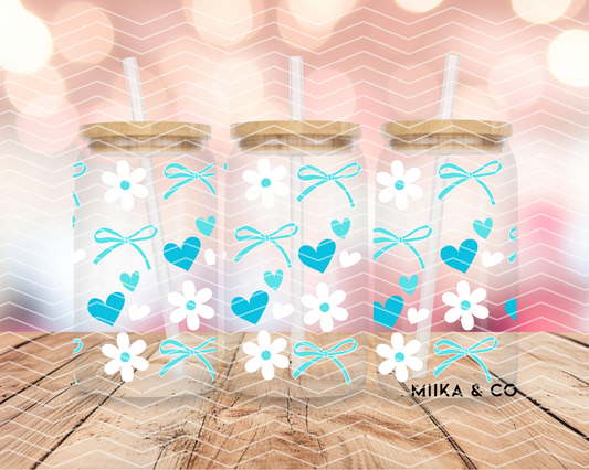 Teal Daisies/Bows/Hearts 16oz DIGITAL DOWNLOAD