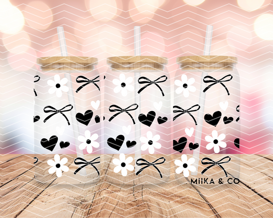 Black Daisies/Bows/Hearts 16oz DIGITAL DOWNLOAD