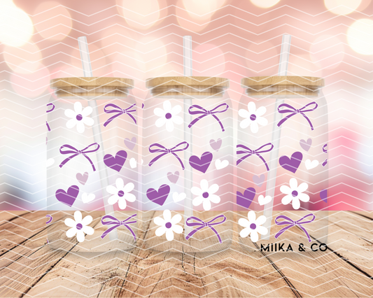 Purple Daisies/Bows/Hearts 16oz DIGITAL DOWNLOAD